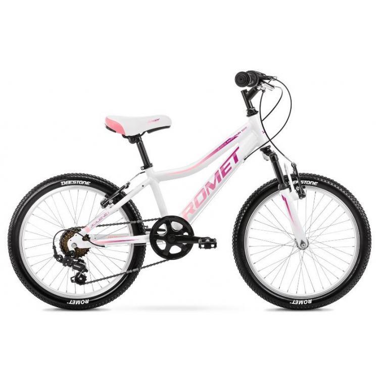 Detský bicykel 20" Romet Jolene Kid 2 bielo-ružový hliníkový 10" 